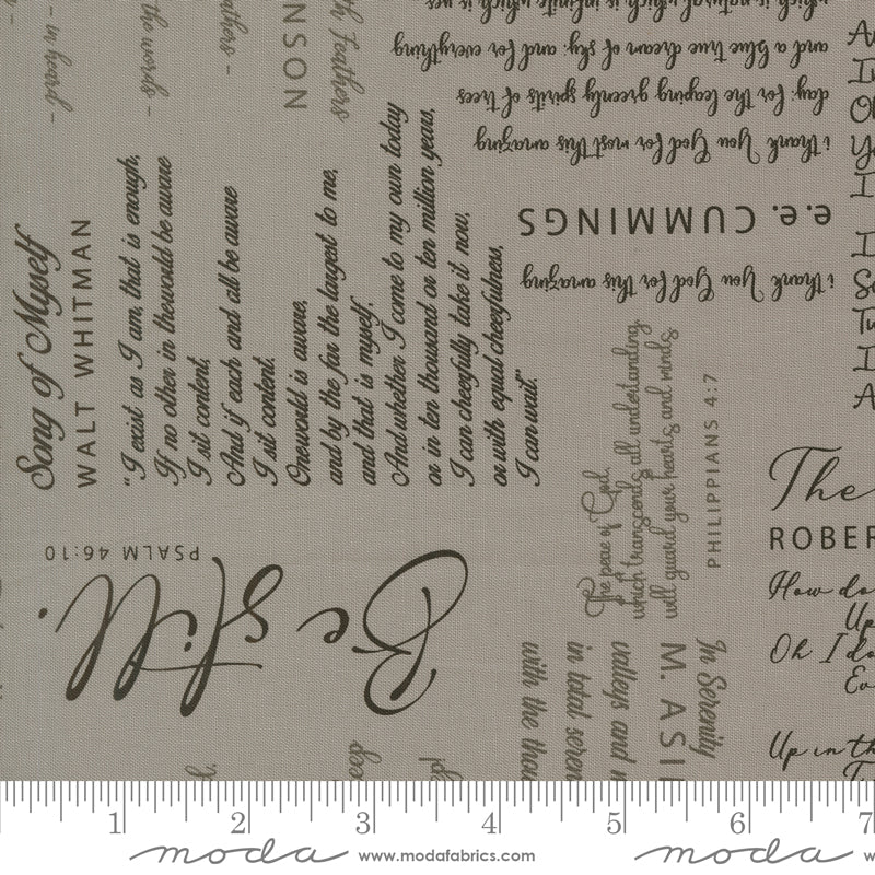 PREORDER Tranquility Poetic Text Silver Fabric by Sarditty