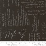 PREORDER Tranquility Poetic Text Charcoal Fabric by Sarditty