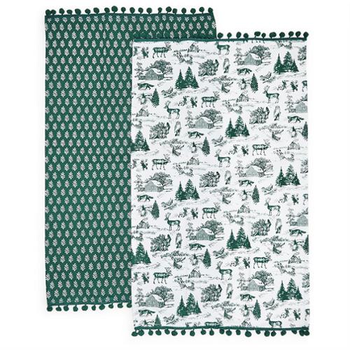 Dish Towel Set Forest Christmas Set of 2 Towels