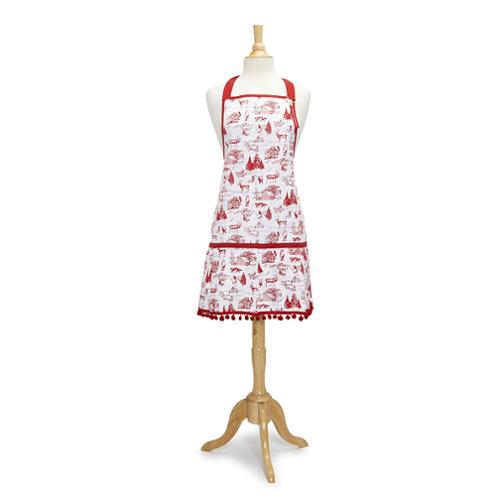 Apron Winter Toile Red Holiday Apron