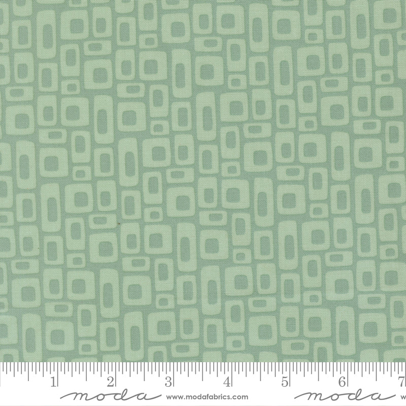 Elizabeth Hartman Scenery Marshmallow Dusty Jade Fabric