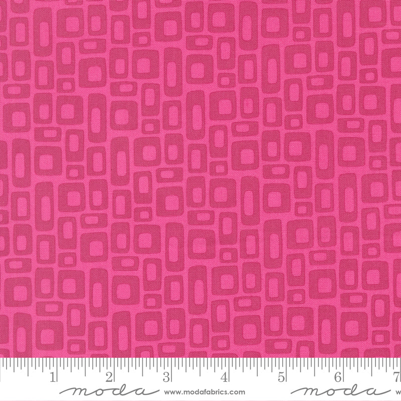 Elizabeth Hartman Scenery Marshmallow Fuchsia Fabric