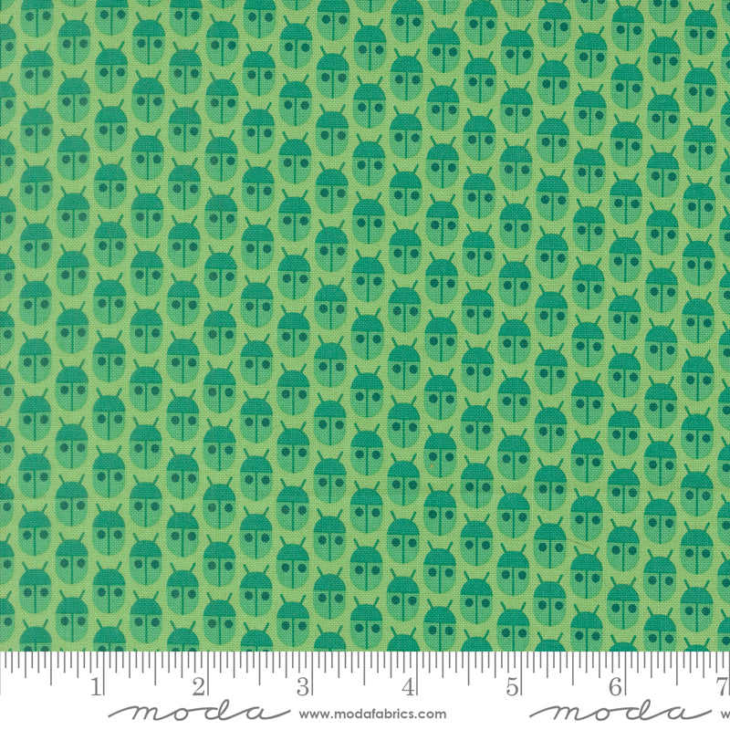 Popcorn Little Bugs Jade Fabric By Elizabeth Hartman