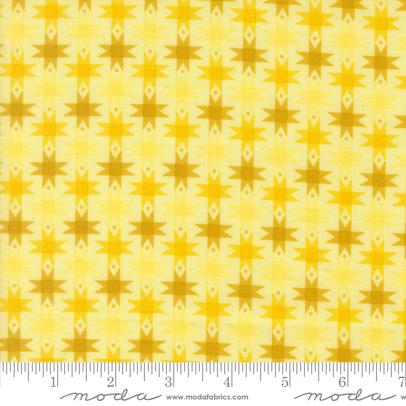 Popcorn Ribbon Stars Sunshine Fabric By Elizabeth Hartman