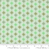 Popcorn Ribbon Stars Aqua Fabric By Elizabeth Hartman