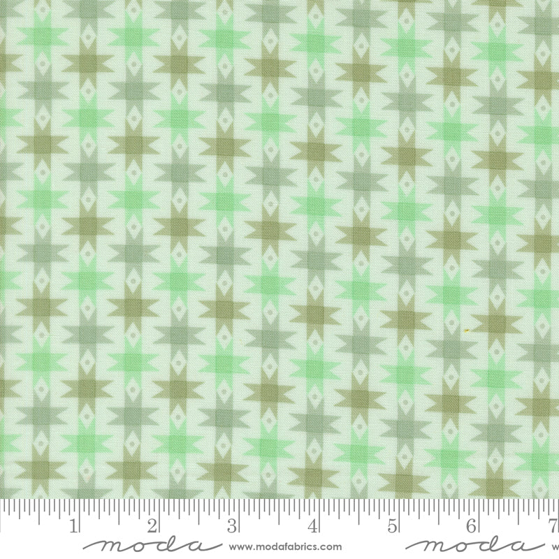 Popcorn Ribbon Stars Aqua Fabric By Elizabeth Hartman