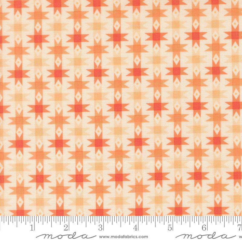 Popcorn Ribbon Stars Peach Fabric By Elizabeth Hartman