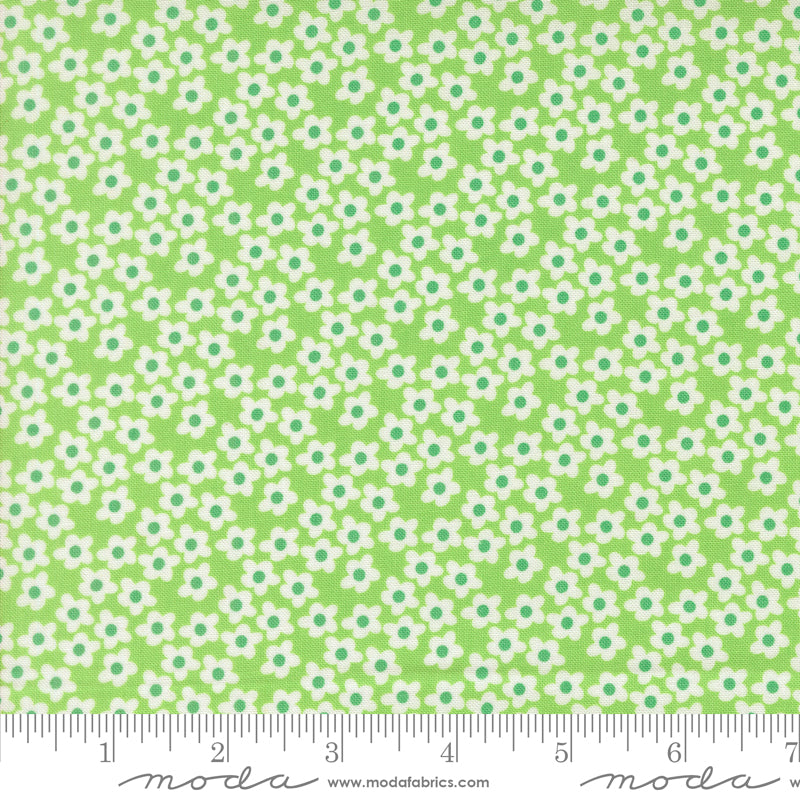Popcorn Flowers Mint Fabric By Elizabeth Hartman