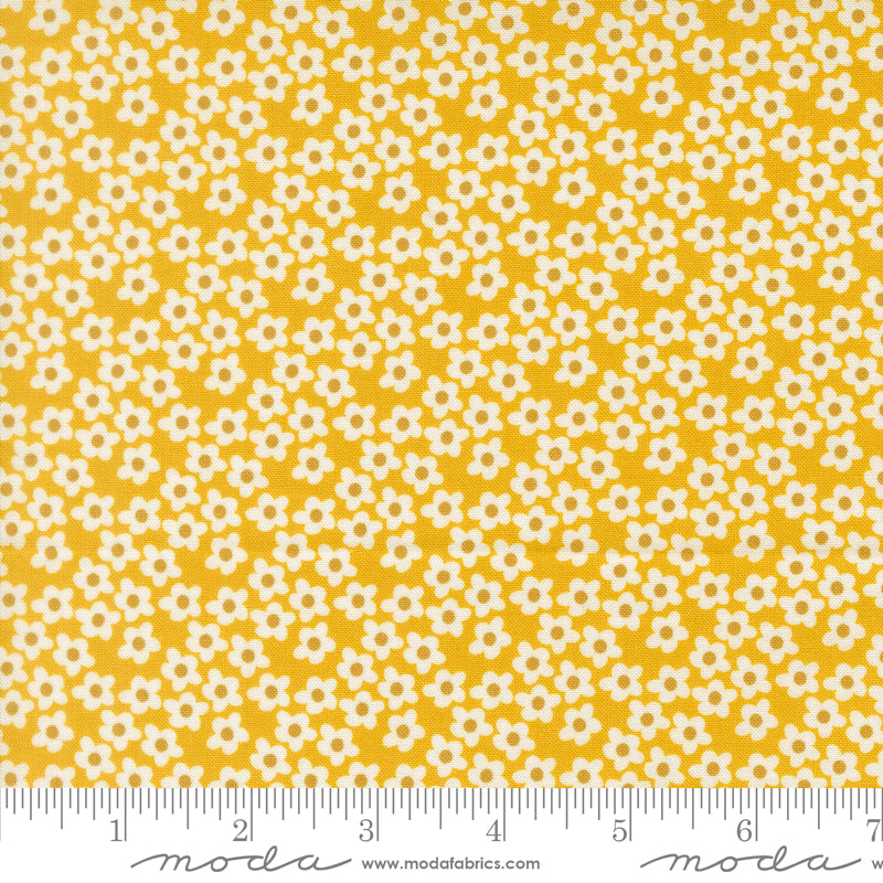 Popcorn Flowers Orange Fabric By Elizabeth Hartman