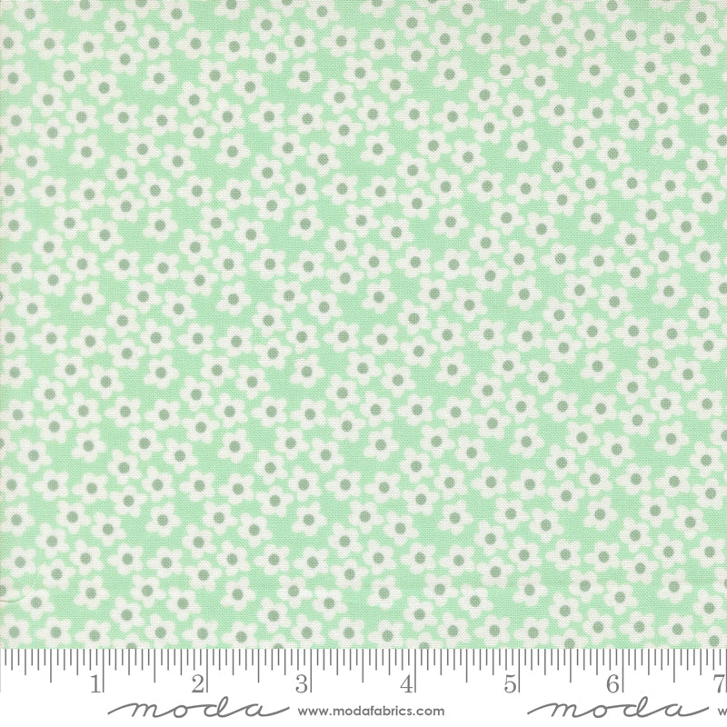 Popcorn Flowers Aqua Fabric By Elizabeth Hartman