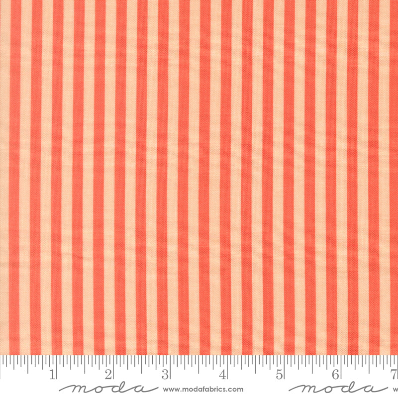Popcorn Stripes Coral Fabric By Elizabeth Hartman