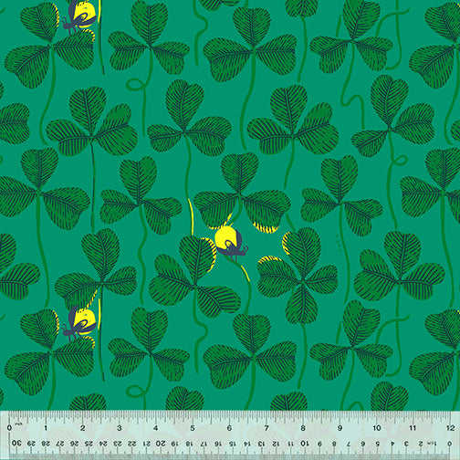 Heather Ross Fireflies 108" Wide Back Green Quilt Fabric