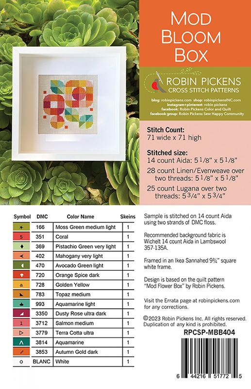 Robin Pickens Mod Bloom Box Cross Stitch Pattern