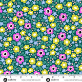 KP Creates Ghostly Garden Floral Fright Teal Fabric