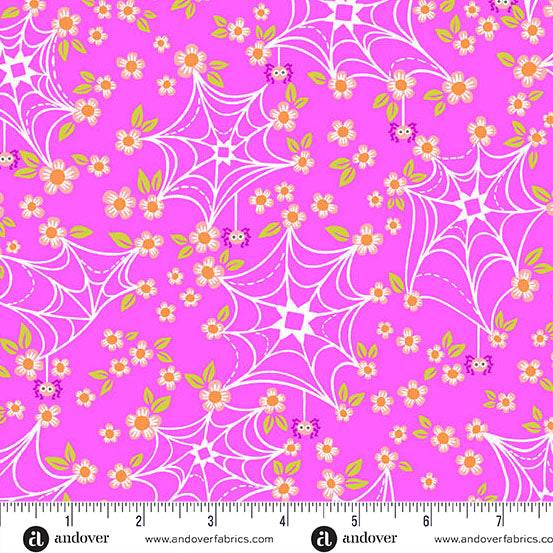 KP Creates Ghostly Garden Web and Bloom Pink Fabric