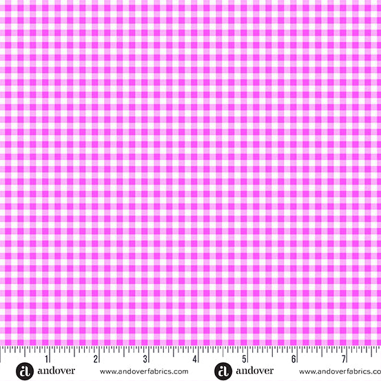 Pink and white gingham pattern with a ruler at the bottom for scale.