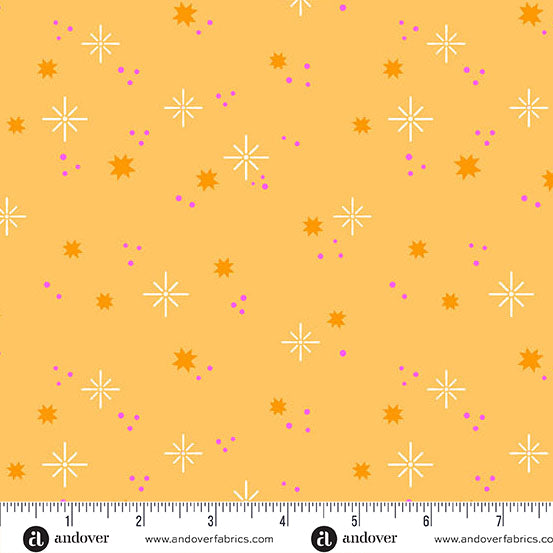 KP Creates Ghostly Garden Stardust Orange Fabric