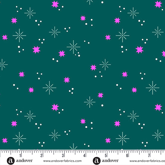 KP Creates Ghostly Garden Stardust Teal Fabric