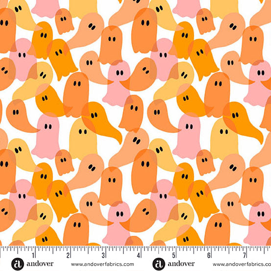 KP Creates Ghostly Garden Ghost Party Orange Fabric