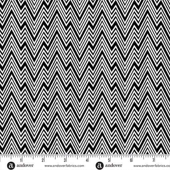 Black and white zigzag pattern fabric with a ruler at the bottom