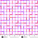 Colorful plaid pattern fabric with a ruler at the bottom for scale.