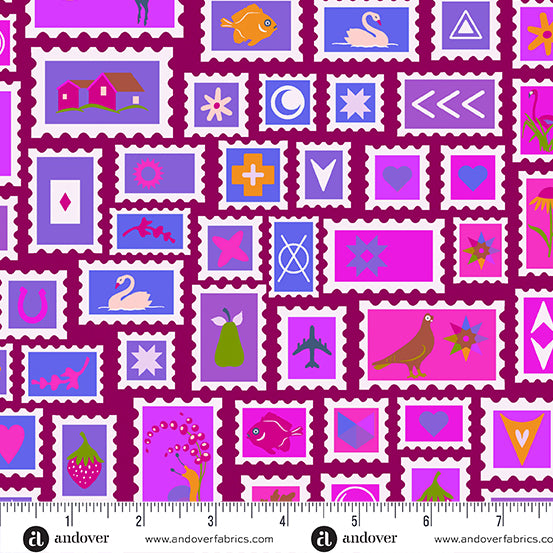 Alison Glass Postmark Collector Amethyst Purple Fabric