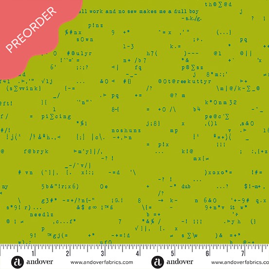Giucy Giuce Scrawl Punctuation Parakeet Green Fabric
