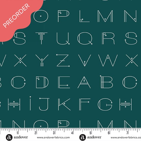 Giucy Giuce Scrawl Deco Letters Deep Teal Fabric