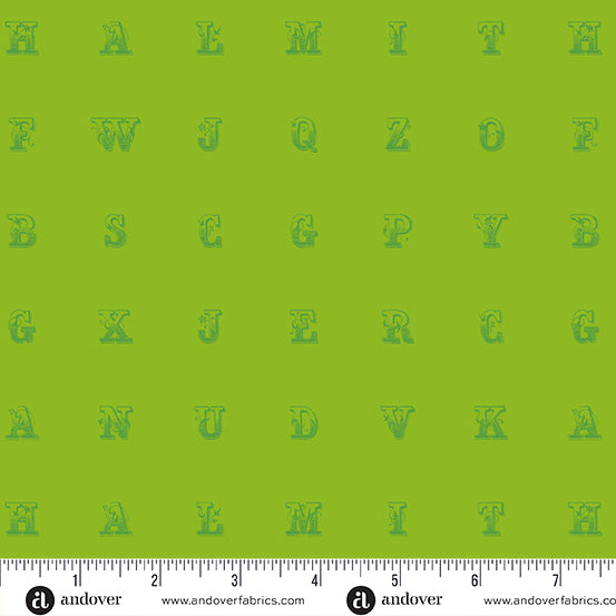 Alison Glass Soliloquy Typeset Lime Green Fabric