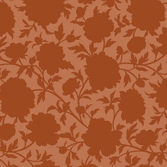 Libs Elliott Verdigris Glenelg Rust Orange Floral Fabric