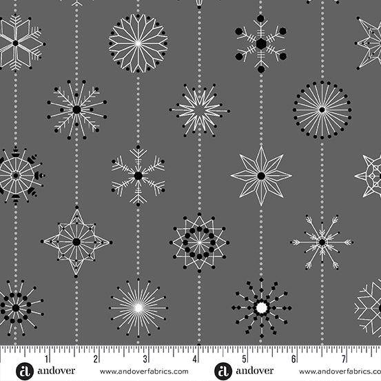 Giucy Giuce Deco Frost Snowflakes Sleet Grey Fabric