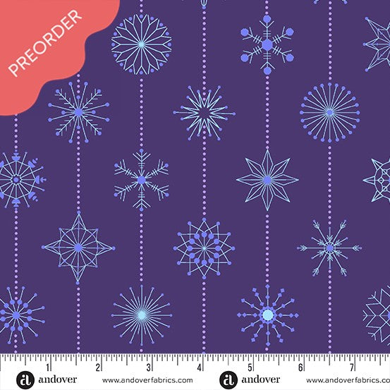 Giucy Giuce Deco Frost Snowflakes Winter Plum Purple Fabric
