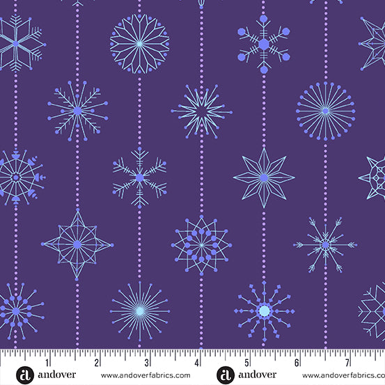 Giucy Giuce Deco Frost Snowflakes Winter Plum Purple Fabric