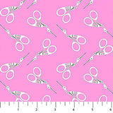 Bits and Bobs Scissors Pink Fabric by Sarah Hearts