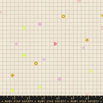 Grid pattern with colorful geometric shapes on a beige background, featuring the Ruby Star Society label.
