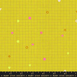 Grid pattern with colorful shapes on a yellow background, featuring the Ruby Star Society label.
