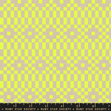 Checkered pattern with green and beige squares on a fabric swatch, featuring Ruby Star Society label.