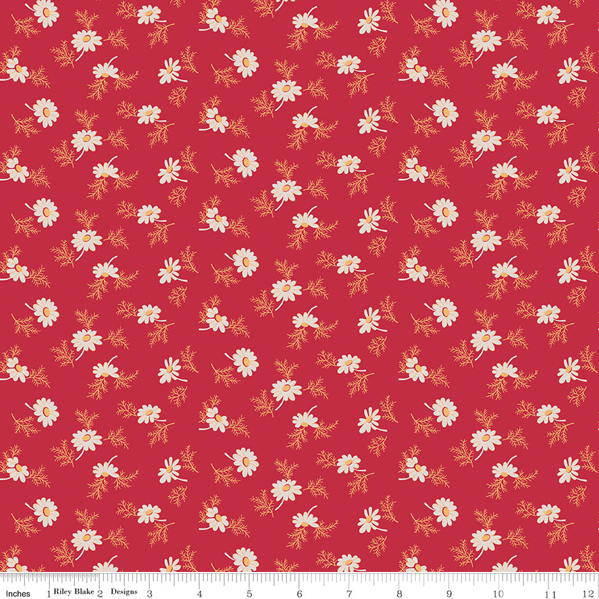 Lori Holt Hometown Holiday Pineflower Berry Red Fabric