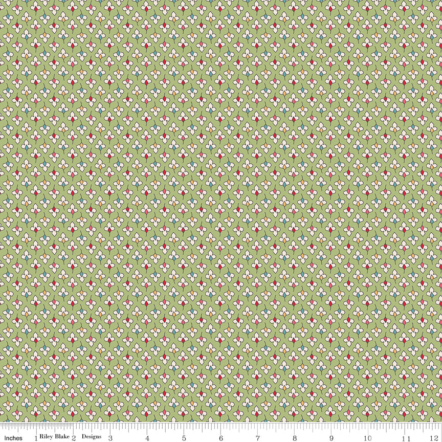 Lori Holt Hometown Holiday Lights Lettuce Green Fabric