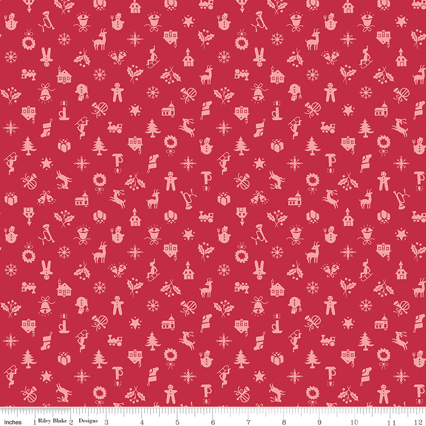 Lori Holt Hometown Holiday Christmas Berry Red Fabric