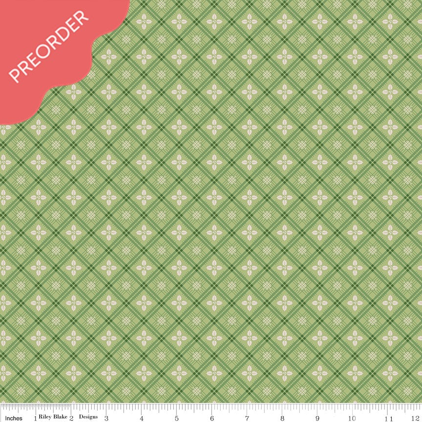 Lori Holt Hometown Holiday Holly Lettuce Green Fabric