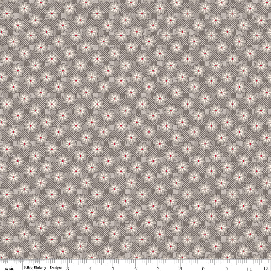 Lori Holt Hometown Holiday Woolly Flower Gray Fabric