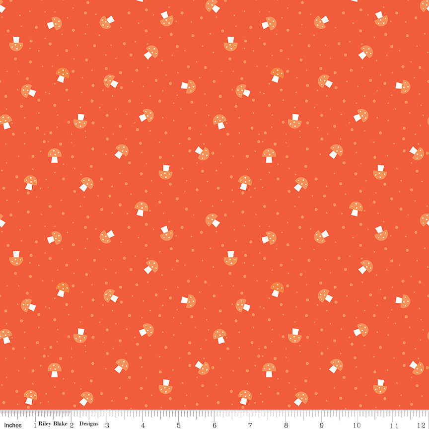 Kristy Lea Bloom Mushies Orange Fabric