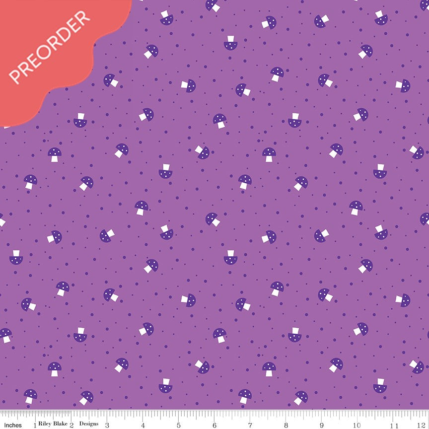 Kristy Lea Bloom Mushies Purple Fabric