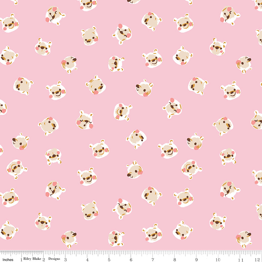 Jill Howarth 100 Aker Woods Pooh Brain Pink Fabric