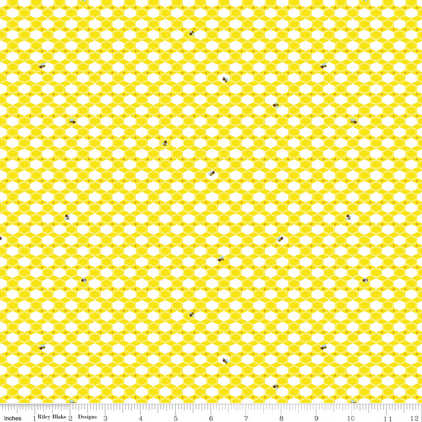 Jill Howarth 100 Aker Woods Honey Hex Yellow Fabric