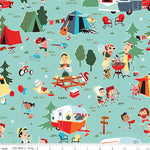 Shawn Wallace Happy Haven Main Print Aqua Fabric