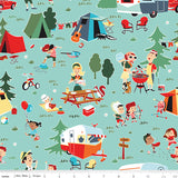 Shawn Wallace Happy Haven Main Print Aqua Fabric
