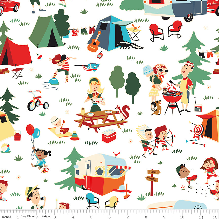 Shawn Wallace Happy Haven Main Print White Fabric