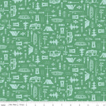 Shawn Wallace Happy Haven Let's Camp Green Fabric